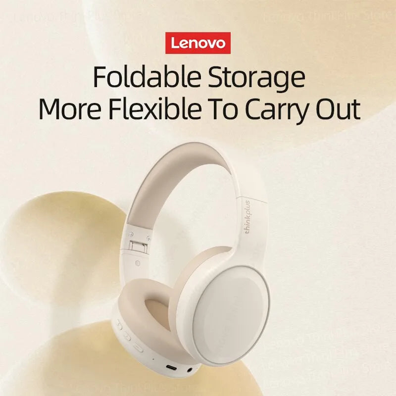 Fone de Ouvido Lenovo TH30 | Bluetooth 5.3 Dobrável | Microfone | Estéreo Potente para Música, Jogo e Esporte