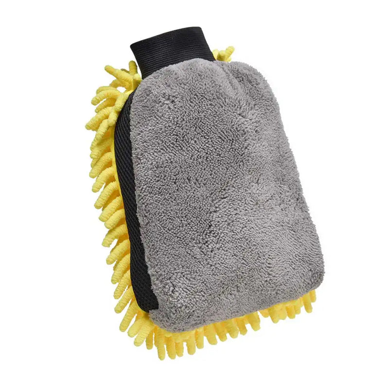 Microfiber Car Wash Glove – High Absorption, Efficient Cleaning, Quick Drying, Yellow and Gray