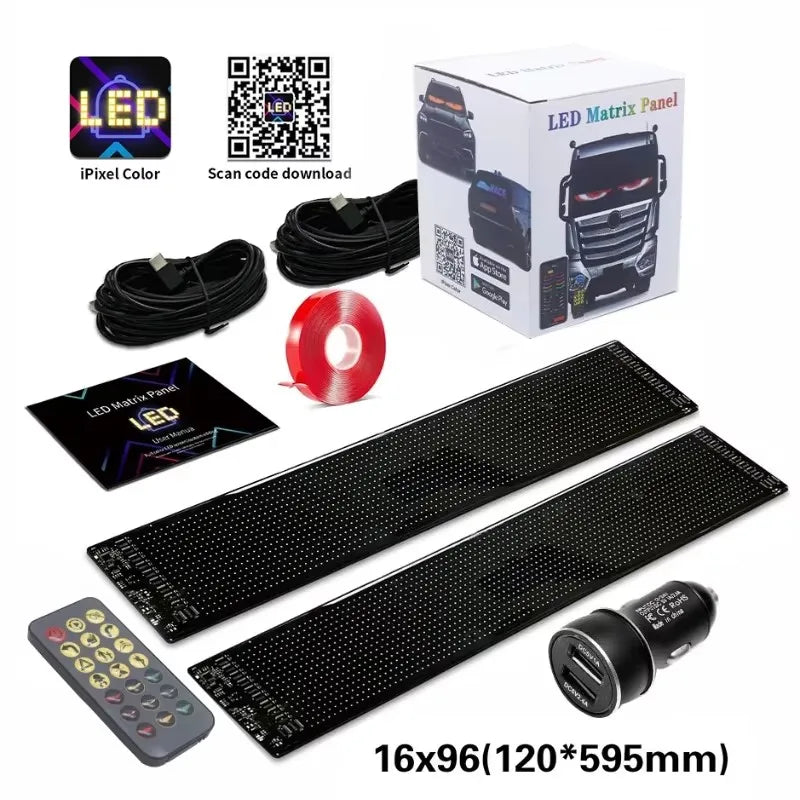 RGB LED Eyes Panel for Truck and Car | Customizable Scrolling Text | Bluetooth App Control | Programmable DIY