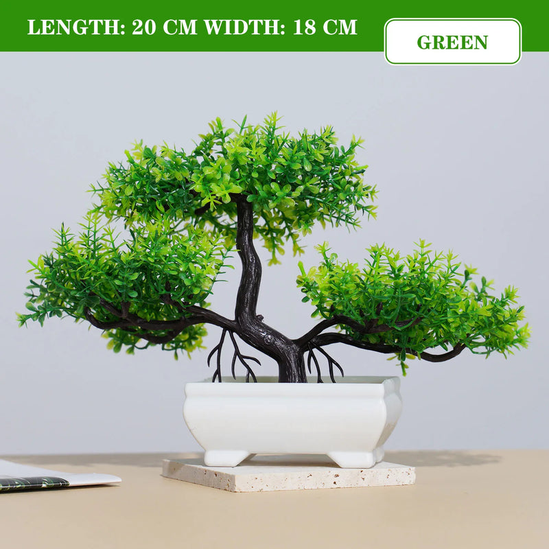 Bonsai Artificial Premium em Vaso | Mini Árvore Decorativa Realista | Flores Falsas para Mesa, Jardim, Escritório e Decoração de Interiores