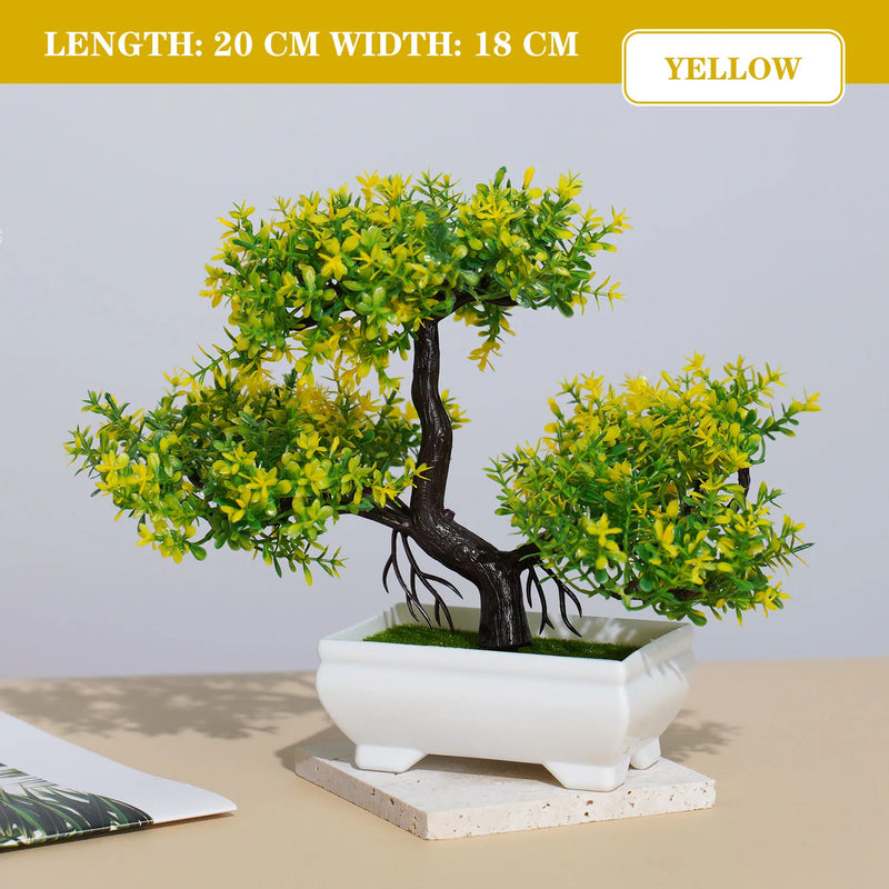 Bonsai Artificial Premium em Vaso | Mini Árvore Decorativa Realista | Flores Falsas para Mesa, Jardim, Escritório e Decoração de Interiores