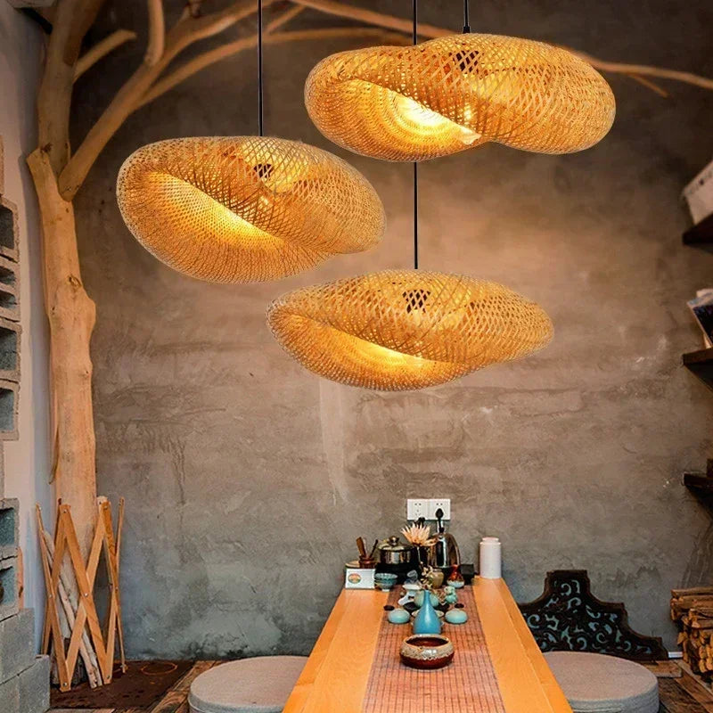 Lustre de Bambu Pendente Artesanal Natural para Sala Quarto Varanda