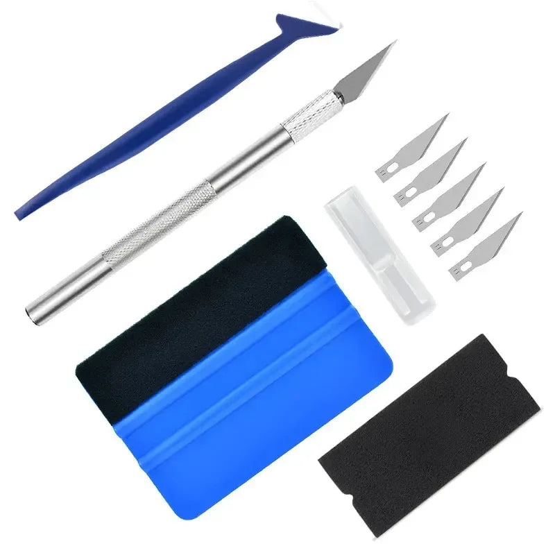 Kit 10 Peças para Envelopamento de Carro | Ferramentas para Vinil, Película e Insulfilm | Espátulas, Rodo e Aparadores