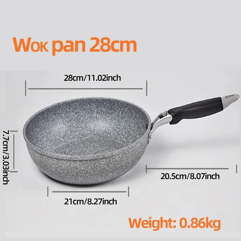 Frigideira Antiaderente de Pedra Durável – Ideal Para Fogão a Gás e Indução, 20cm a 28cm