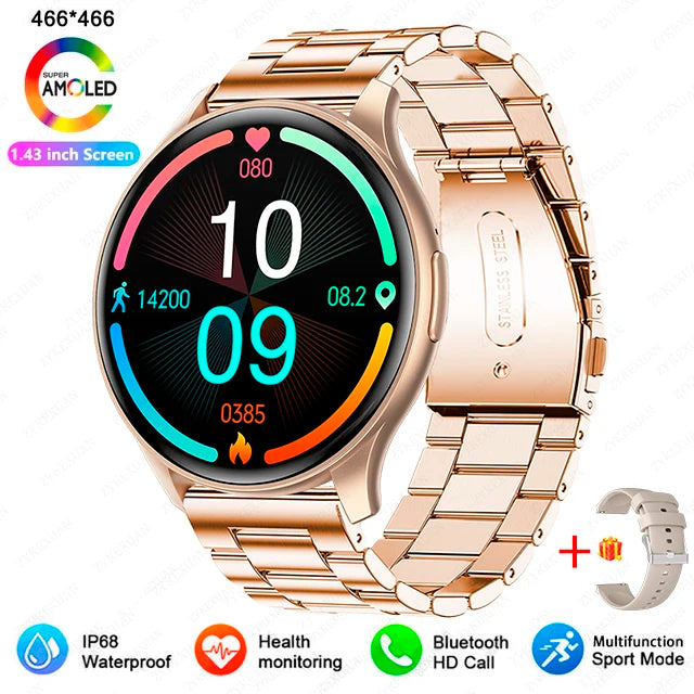 Smartwatch 1,43” AMOLED HD 2025 – Ligações Bluetooth – Compatível com Xiaomi Huawei – Masculino e Feminino