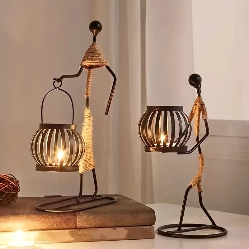 Castiçal Escultura Abstrata em Metal – Decoração Nórdica Moderna para Casa e Escritório