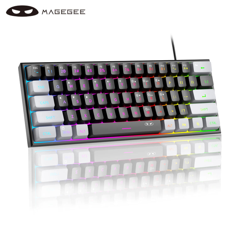 Clavier de jeu MageGee TS91 | 60 % Mini RVB | 61 touches | Sensation mécanique | Ergonomique et résistant à l'eau | Idéal pour les jeux et le bureau