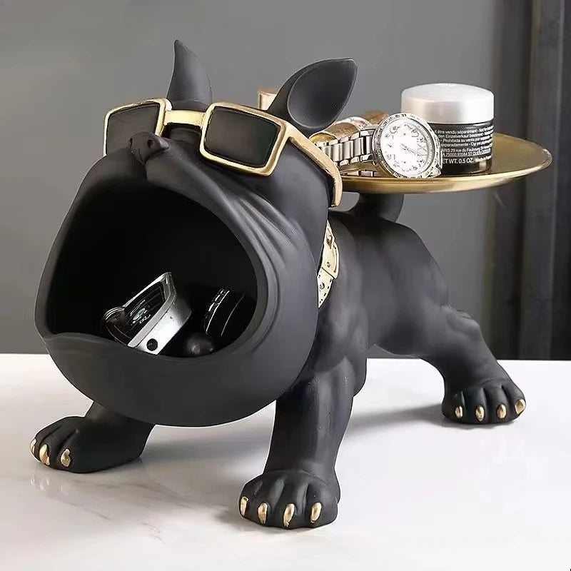 Caixa de Armazenamento Decorativa em Formato de Cachorro – Resina Durável 30cm