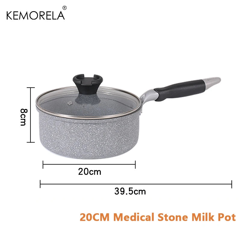 Frigideira Antiaderente de Pedra Durável – Ideal Para Fogão a Gás e Indução, 20cm a 28cm