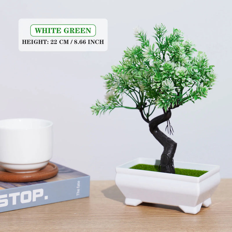 Bonsai Artificial Premium em Vaso | Mini Árvore Decorativa Realista | Flores Falsas para Mesa, Jardim, Escritório e Decoração de Interiores