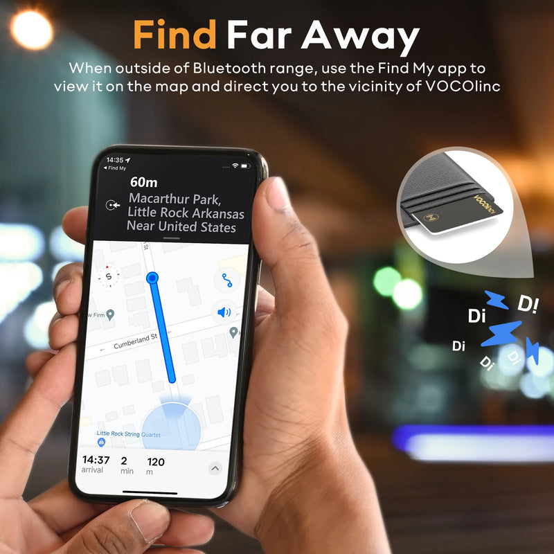 Cartão Rastreador VOCOlinc Fino: Localizador de Itens Smart Tag com Bluetooth e Alarme Antiperda