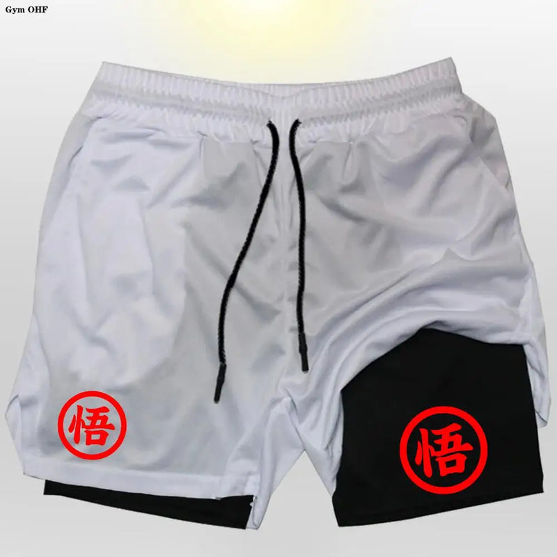 Short Goku 2 en 1 pour homme – Entraînement, course et gym à séchage rapide
