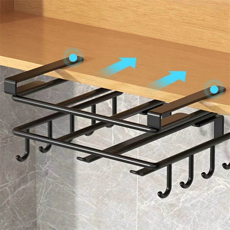 Organisateur de cuisine en acier inoxydable avec crochets – Support de suspension polyvalent pour serviettes, couvercles, planches à découper et ustensiles