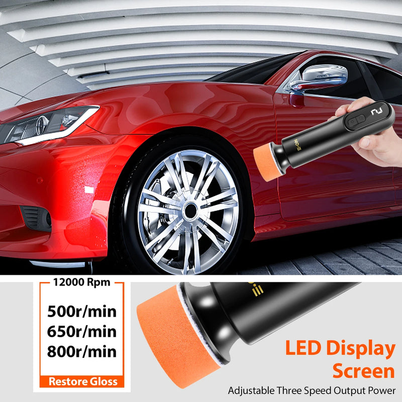Polisseuse de voiture portable sans fil 3 vitesses – Polisseuse LED rechargeable par USB-C