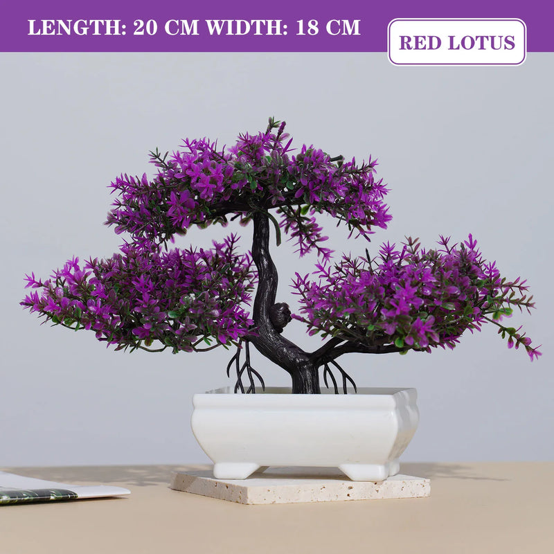Bonsai Artificial Premium em Vaso | Mini Árvore Decorativa Realista | Flores Falsas para Mesa, Jardim, Escritório e Decoração de Interiores