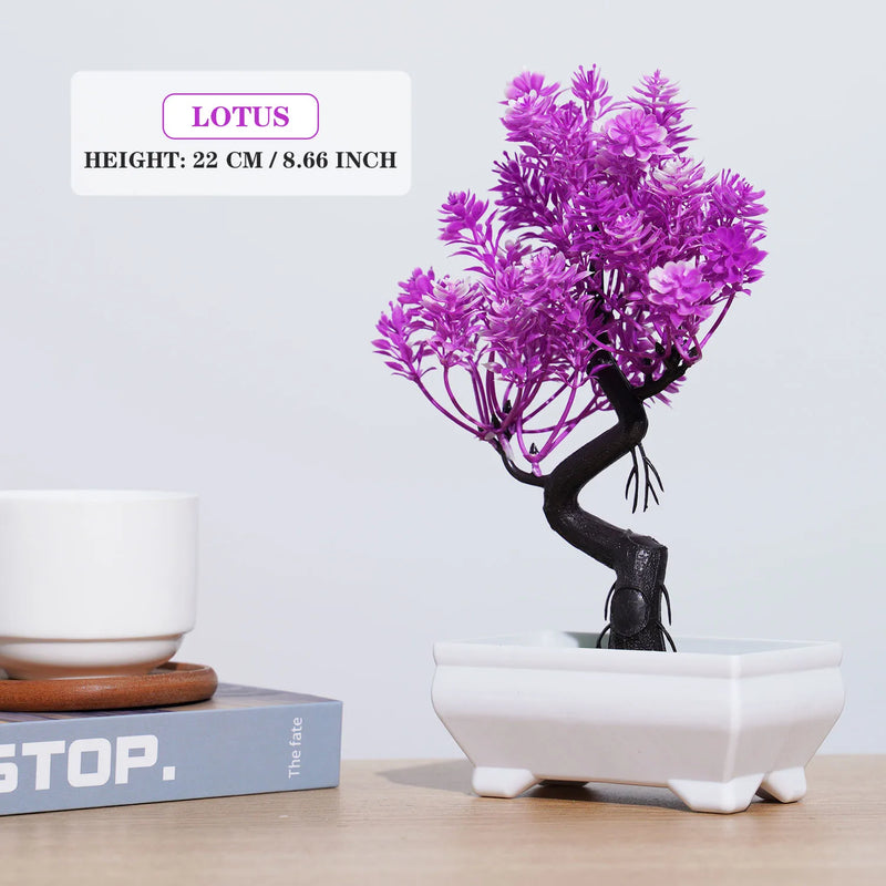 Bonsai Artificial Premium em Vaso | Mini Árvore Decorativa Realista | Flores Falsas para Mesa, Jardim, Escritório e Decoração de Interiores