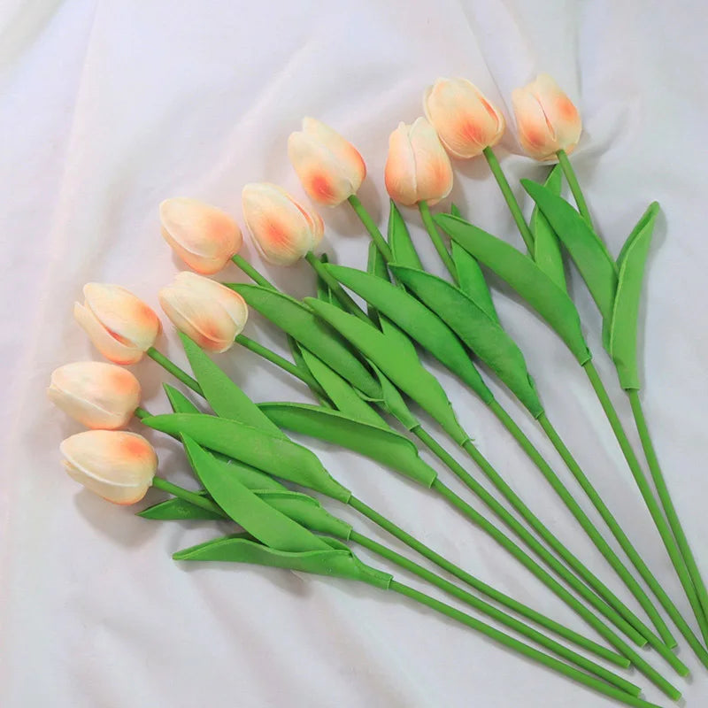 Buquê de Tulipas Artificiais em Silicone PU – 3 a 20 Peças, 34cm, Decoração de Casamento, Casa e Eventos