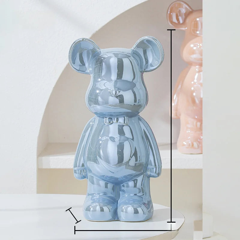 Escultura de Urso em Cerâmica Estilo Brick – Decoração Moderna para Quarto e Sala – 17/27 cm