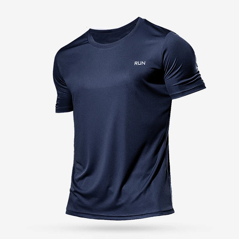 Camiseta Masculina Fitness Manga Curta – Secagem Rápida e Tecido Leve para Academia e Corrida