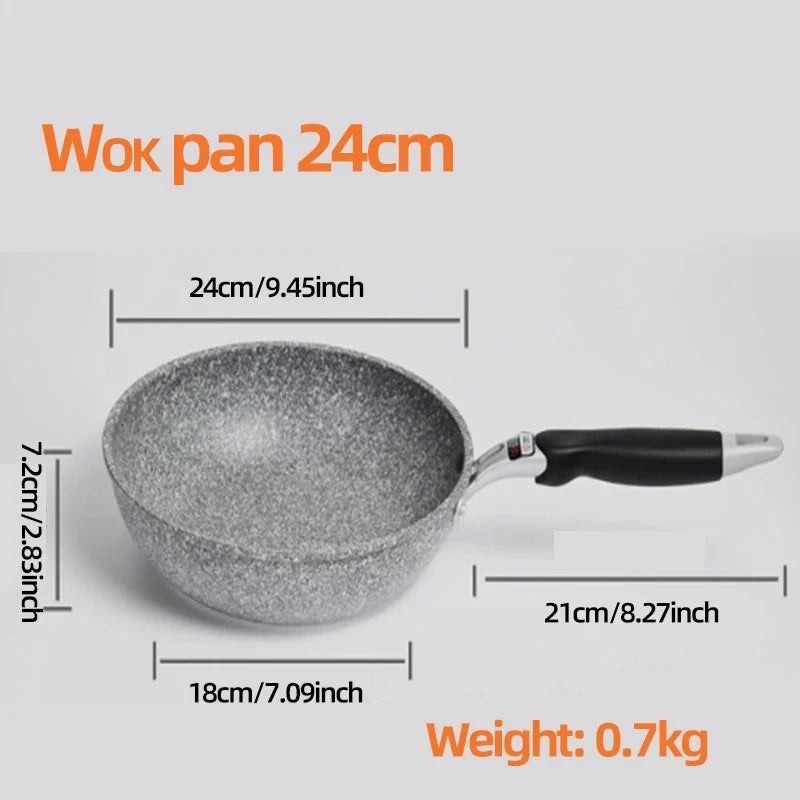 Frigideira Antiaderente de Pedra Durável – Ideal Para Fogão a Gás e Indução, 20cm a 28cm