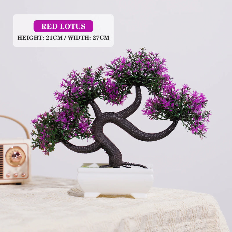 Bonsai Artificial Premium em Vaso | Mini Árvore Decorativa Realista | Flores Falsas para Mesa, Jardim, Escritório e Decoração de Interiores