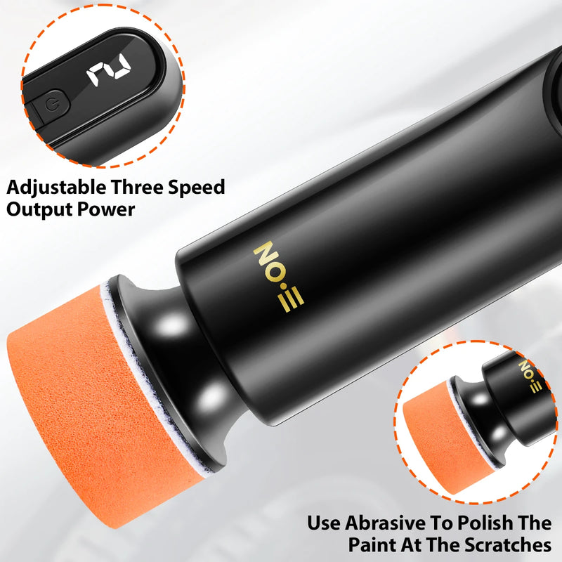 Polisseuse de voiture portable sans fil 3 vitesses – Polisseuse LED rechargeable par USB-C