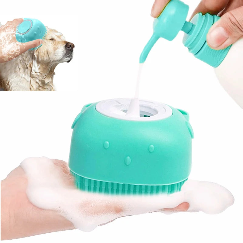 Escova de Banho para Pets – Massageador de Silicone Macio para Cães e Gatos