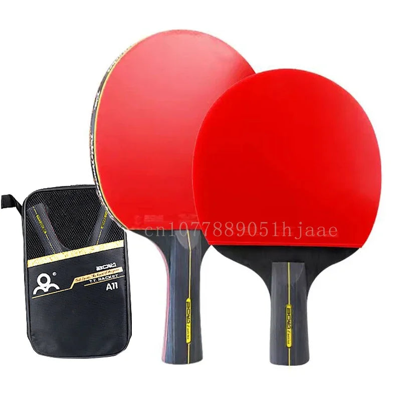 Ensemble de raquettes de tennis de table professionnelles 5/6 étoiles – Kit avec 2 raquettes + sac | Bois de première qualité, caoutchouc à chevrons et haute performance