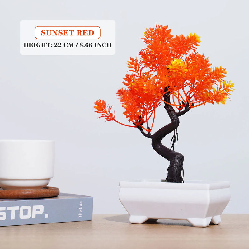 Bonsai Artificial Premium em Vaso | Mini Árvore Decorativa Realista | Flores Falsas para Mesa, Jardim, Escritório e Decoração de Interiores
