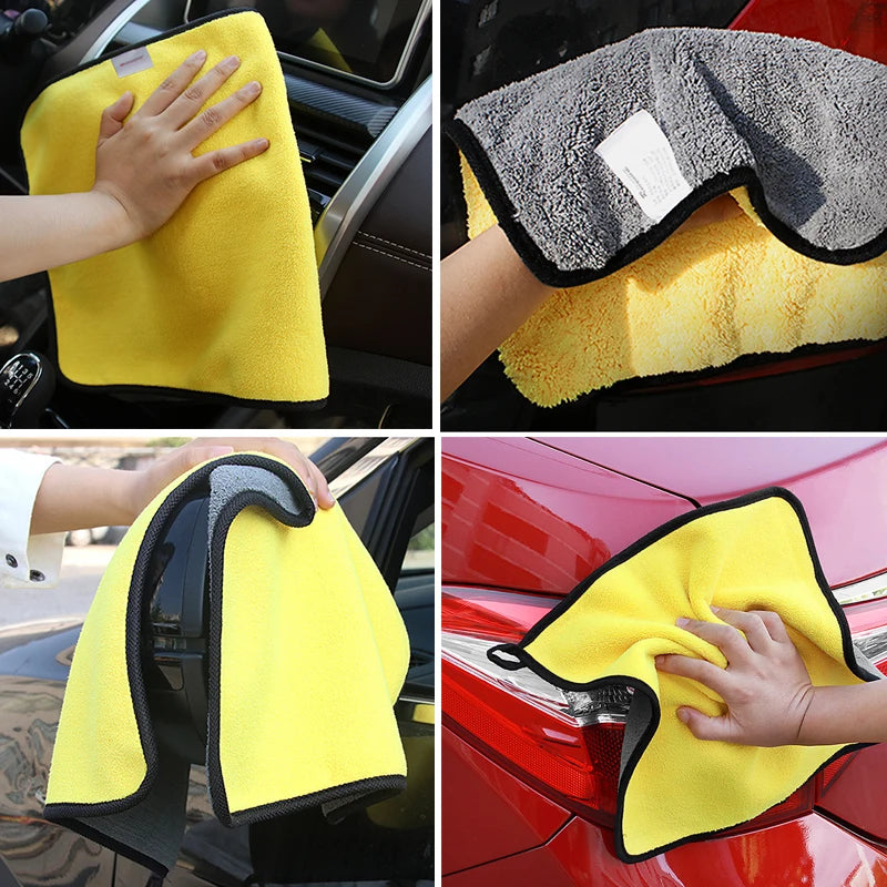 Serviette en microfibre Seametal 400 g/m² – Double face, haute absorption, séchage rapide, polaire corail pour lavage auto