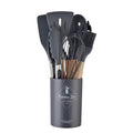 Kit 12 Utensílios de Cozinha em Silicone com Cabo de Madeira – Antiaderente e Resistente ao Calor