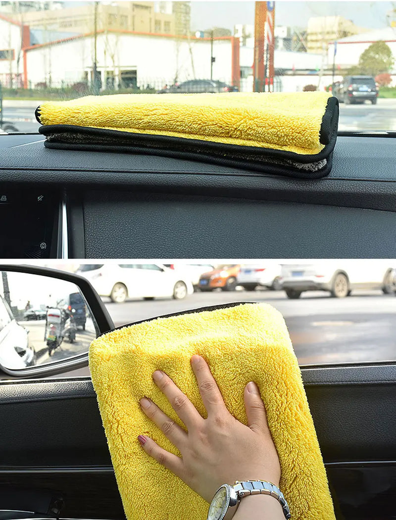 Serviette en microfibre Seametal 400 g/m² – Double face, haute absorption, séchage rapide, polaire corail pour lavage auto
