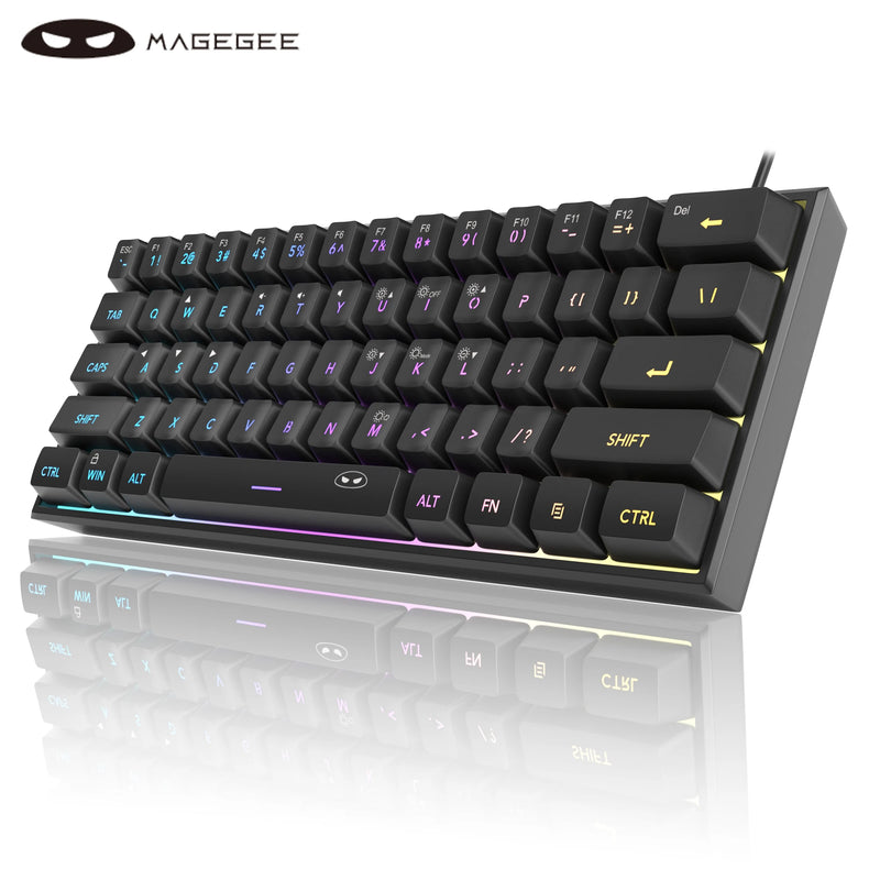 Clavier de jeu MageGee TS91 | 60 % Mini RVB | 61 touches | Sensation mécanique | Ergonomique et résistant à l'eau | Idéal pour les jeux et le bureau