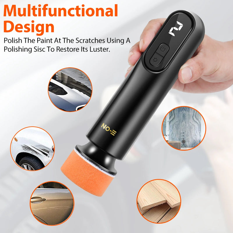 Polisseuse de voiture portable sans fil 3 vitesses – Polisseuse LED rechargeable par USB-C